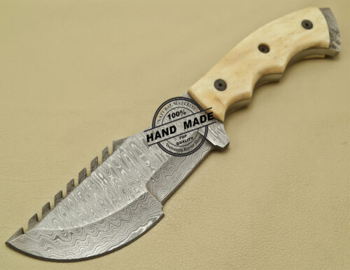 Damascus Tracker Knife Handmade Damascus Steel Knife With Bone Handle 930 - Image 3