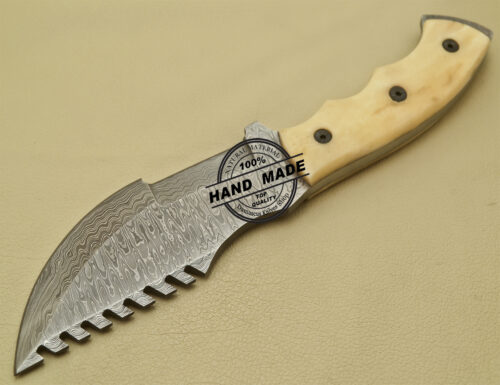 Damascus Tracker Knife Handmade Damascus Steel Knife With Bone Handle 930 - Image 4