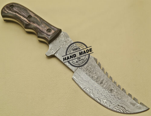 Damascus Tracker Knife Custom Handmade Damascus Steel Hunting Tracker Knife With Leather Sheaths 925 - Image 5