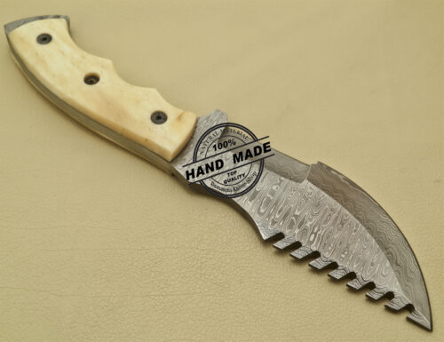 Damascus Tracker Knife Handmade Damascus Steel Knife With Bone Handle 930 - Image 5