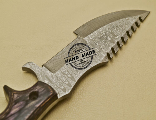 Damascus Tracker Knife Custom Handmade Damascus Steel Hunting Tracker Knife With Leather Sheaths 927 - Image 6
