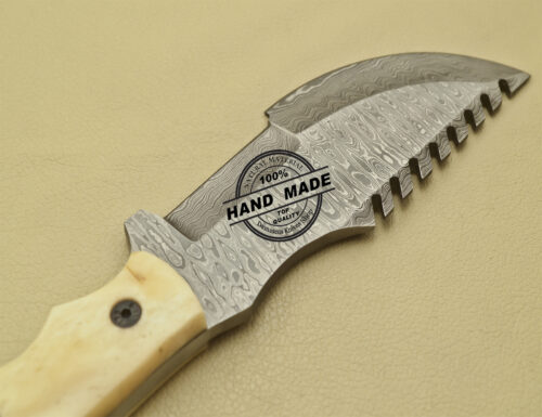 Damascus Tracker Knife Handmade Damascus Steel Knife With Bone Handle 930 - Image 6