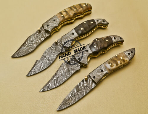 Lot Of Damascus Folding Knives Custom Handmade Damascus Steel Pocket Knives 948 - Image 3