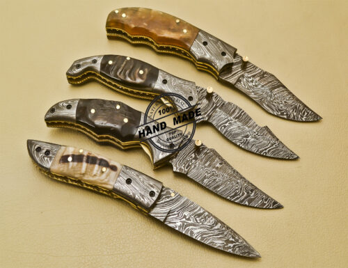 Lot Of Damascus Folding Knives Custom Handmade Damascus Steel Pocket Knives 948 - Image 4