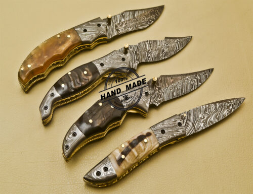 Lot Of Damascus Folding Knives Custom Handmade Damascus Steel Pocket Knives 948 - Image 5