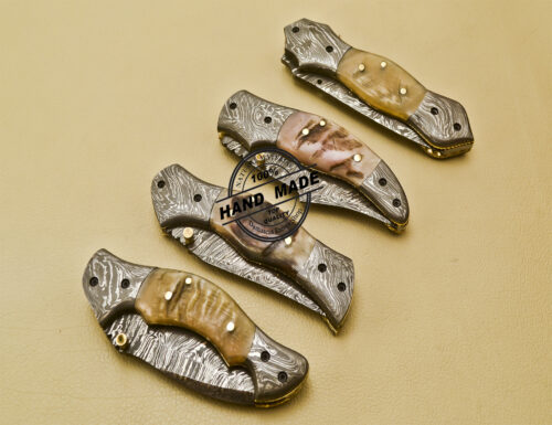 Lot Of Damascus Folding Knives Custom Handmade Damascus Steel Pocket Knives With Sheaths 947 - Image 6