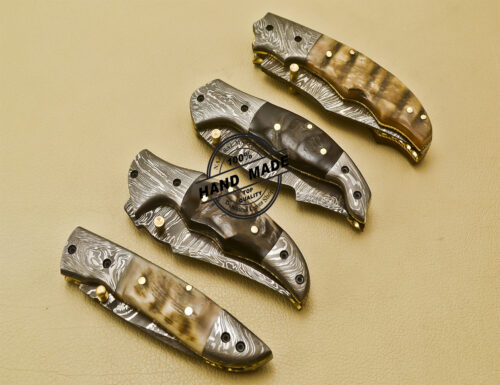 Lot Of Damascus Folding Knives Custom Handmade Damascus Steel Pocket Knives 948 - Image 6