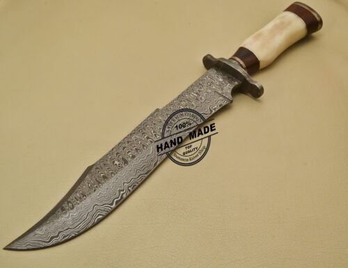 Damascus Bowie Knife Custom Handmade Damascus Steel Knife 957 - Image 3
