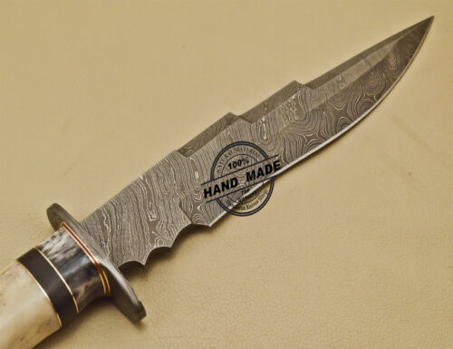 Damascus Bowie Knife Custom Handmade Damascus Steel Hunting Knife 958 - Image 6