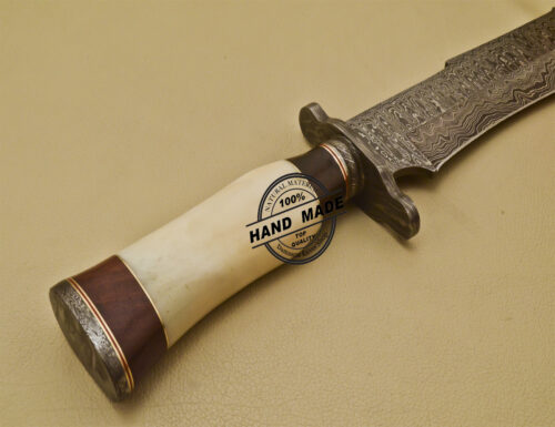 Damascus Bowie Knife Custom Handmade Damascus Steel Knife 957 - Image 9