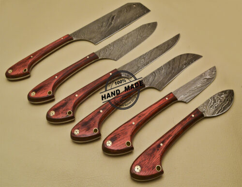 Lot Of 6 PCs Damascus Kitchen Set Custom Handmade Damascus Steel Kitchen Set 955 - Image 5