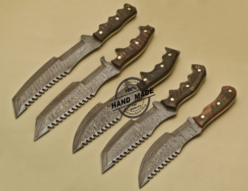 5 PCs Damascus Tracker Knives Custom Handmade Damascus Steel Knives 959 - Image 3
