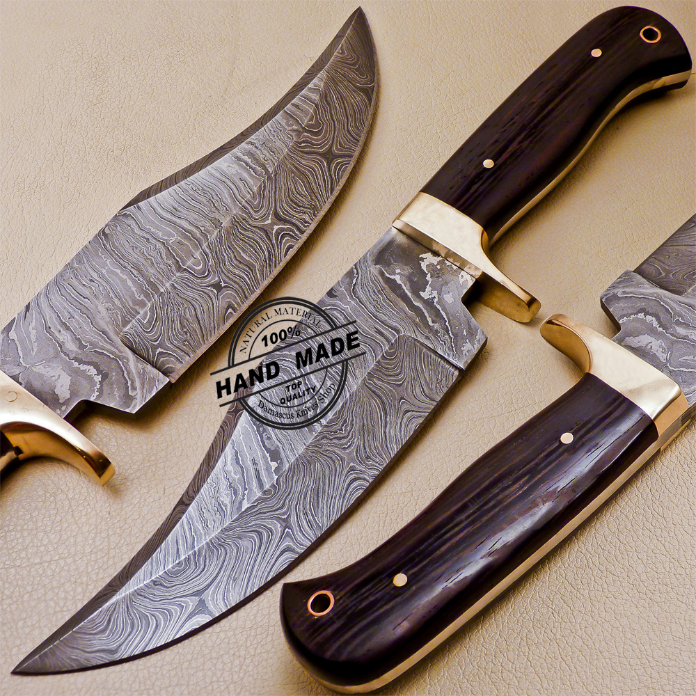 Handmade Damascus Skinner knife - Camping Knife - Wood Handle & Damasc