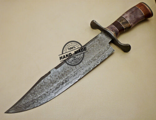 Damascus Bowie Knife Custom Handmade Damascus Steel Hunting Knife 962 - Image 3
