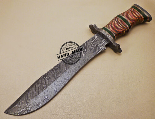 Damascus Bowie Knife Custom Handmade Damascus Steel Knife 994 - Image 3