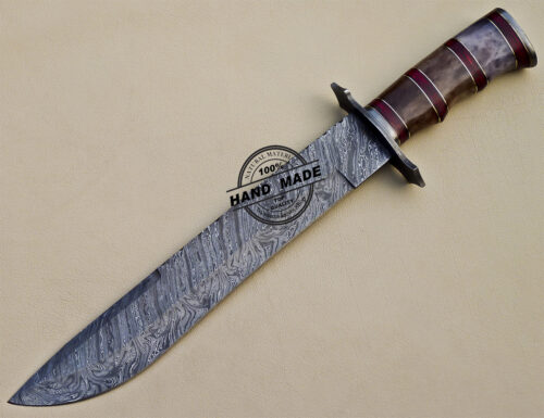 Damascus Bowie Knife Custom Handmade Damascus Steel Hunting Knife 1019 - Image 3