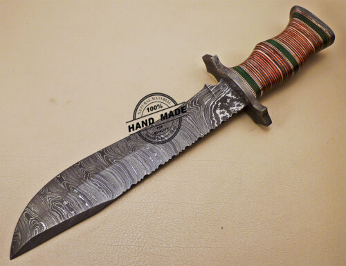 Damascus Bowie Knife Custom Handmade Damascus Steel Knife 994 - Image 4