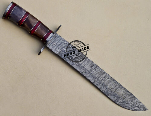 Damascus Bowie Knife Custom Handmade Damascus Steel Hunting Knife 1019 - Image 4