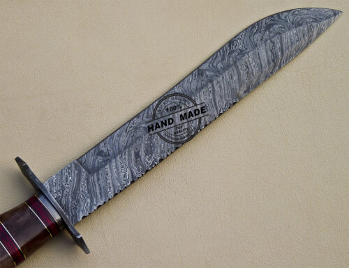 Damascus Bowie Knife Custom Handmade Damascus Steel Hunting Knife 1019 - Image 5