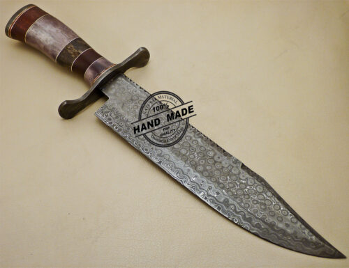 Damascus Bowie Knife Custom Handmade Damascus Steel Hunting Knife 962 - Image 5
