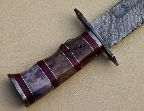 Damascus Bowie Knife Custom Handmade Damascus Steel Hunting Knife 1019 - Image 6