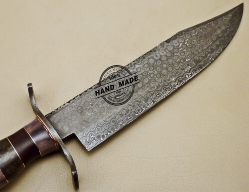 Damascus Bowie Knife Custom Handmade Damascus Steel Hunting Knife 962 - Image 6
