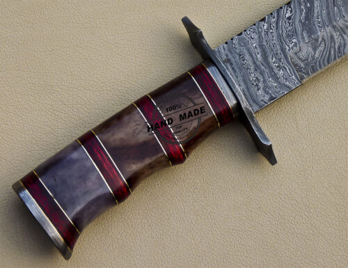 Damascus Bowie Knife Custom Handmade Damascus Steel Hunting Knife 1019 - Image 7