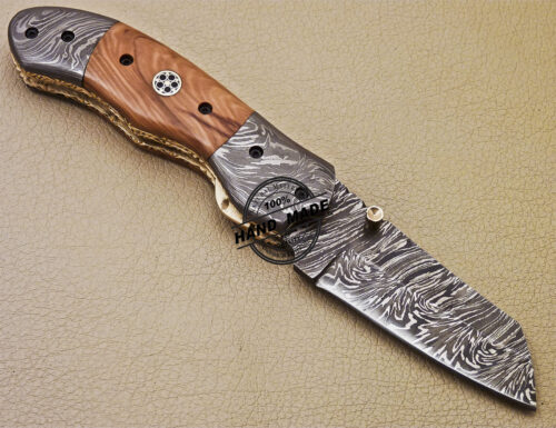 Damascus Folding Knife Custom Handmade Damascus Steel Folding Liner Lock Knife 975 - Image 4