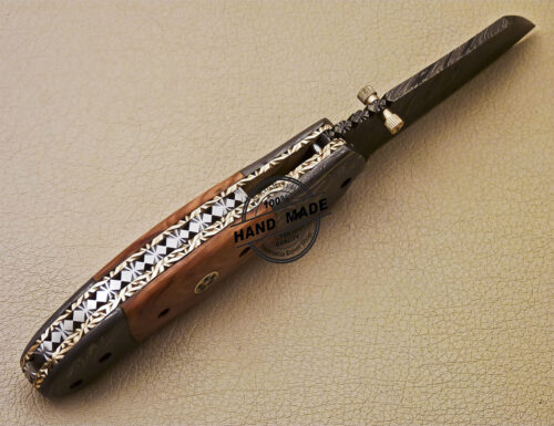 Damascus Folding Knife Custom Handmade Damascus Steel Folding Liner Lock Knife 975 - Image 5
