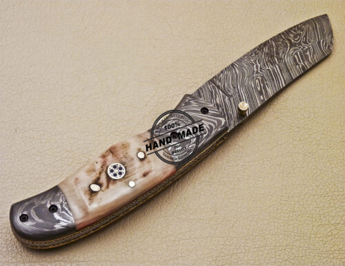 Damascus Folding Knife Custom Handmade Damascus Steel Pocket Knife 977 - Image 6