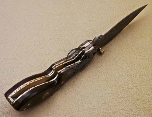 Damascus Folding Knife Custom Handmade Damascus Steel Folding Knife 976 - Image 7