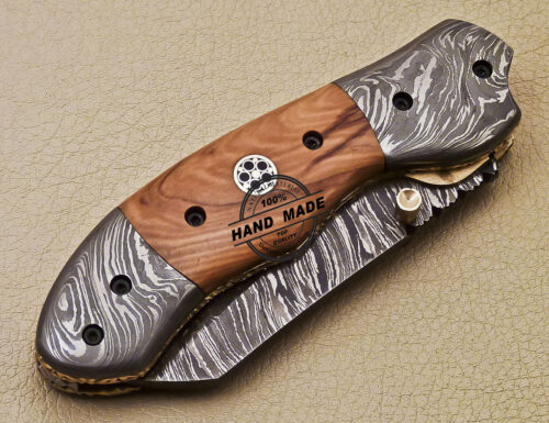 Damascus Folding Knife Custom Handmade Damascus Steel Folding Liner Lock Knife 975 - Image 7