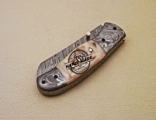 Damascus Folding Knife Custom Handmade Damascus Steel Pocket Knife 977 - Image 8