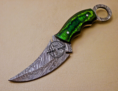 Mini Damascus Karambit Knife Custom Handmade Damascus Steel Hunting Knife 1013 - Image 3