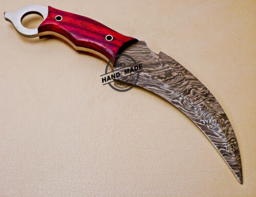 Damascus Karambit Knife Custom Handmade Damascus Steel Hunting Karambit Knife With Marndi Handle 1006 - Image 4