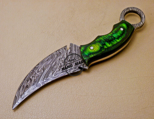Mini Damascus Karambit Knife Custom Handmade Damascus Steel Hunting Knife 1013 - Image 4