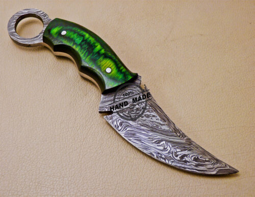 Mini Damascus Karambit Knife Custom Handmade Damascus Steel Hunting Knife 1013 - Image 5