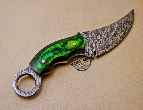 Mini Damascus Karambit Knife Custom Handmade Damascus Steel Hunting Knife 1013 - Image 6