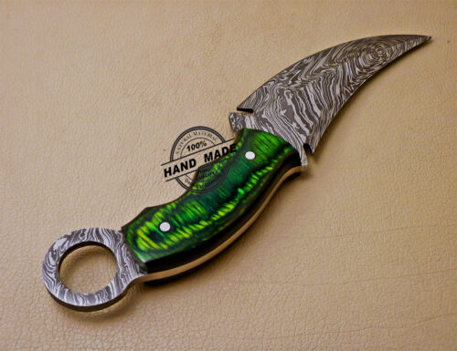 Mini Damascus Karambit Knife Custom Handmade Damascus Steel Hunting Knife 1013 - Image 7