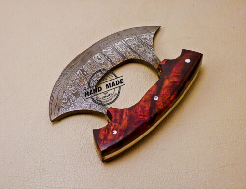 Damascus ULU Kitchen Knife Custom Handmade Damascus Steel Knife 1011 - Image 4