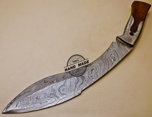 Full Tang Damascus Kukuri Knife Custom Handmade Damascus Steel Hunting Knife 1015 - Image 4