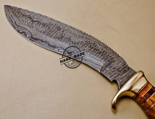 Damascus Kukri Knife Custom Handmade Damascus Steel Hunting Knife 1016 - Image 6