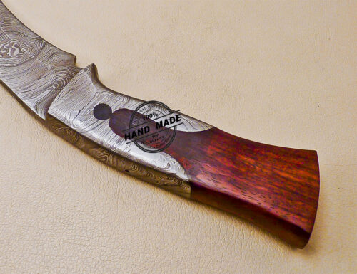 Full Tang Damascus Kukuri Knife Custom Handmade Damascus Steel Hunting Knife 1015 - Image 8