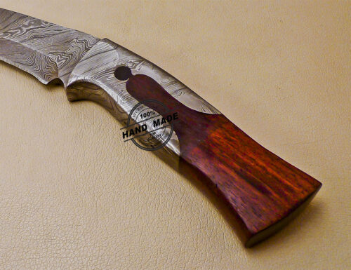Full Tang Damascus Kukuri Knife Custom Handmade Damascus Steel Hunting Knife 1015 - Image 9