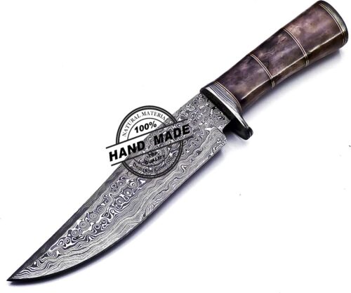 Damascus Skinner Knife Custom Handmade Damascus Steel Knife 989 - Image 3