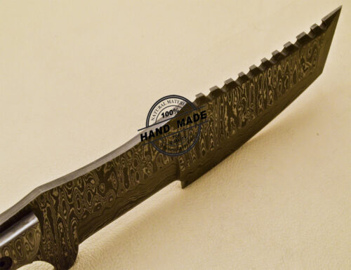 Full Damascus Tracker Knife Custom Handmade Damascus Steel Knife 974 - Image 5