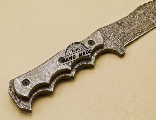 Full Damascus Tracker Knife Custom Handmade Damascus Steel Knife 974 - Image 6