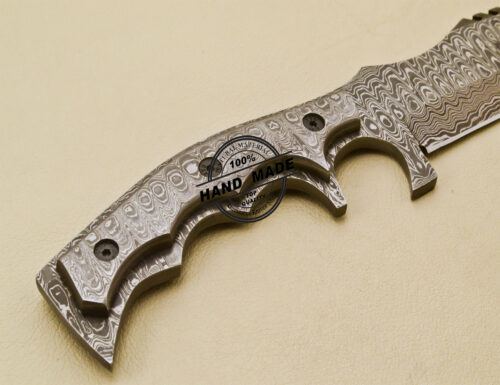 Full Damascus Tracker Knife Custom Handmade Damascus Steel Knife 972 - Image 9