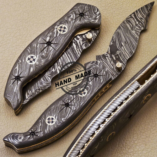 Full Damascus Folding Knife