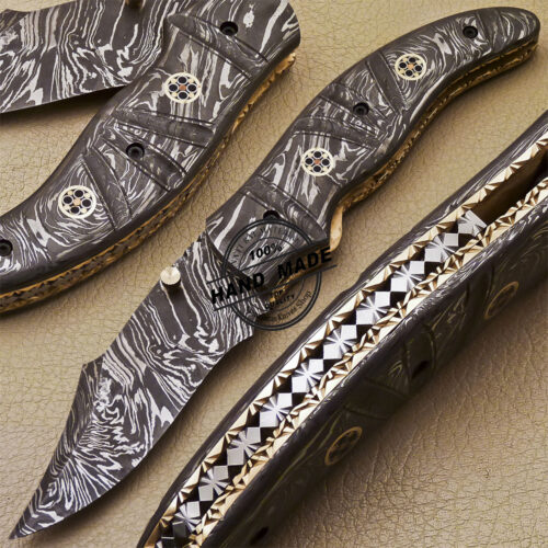 Full Damascus Folding Knife